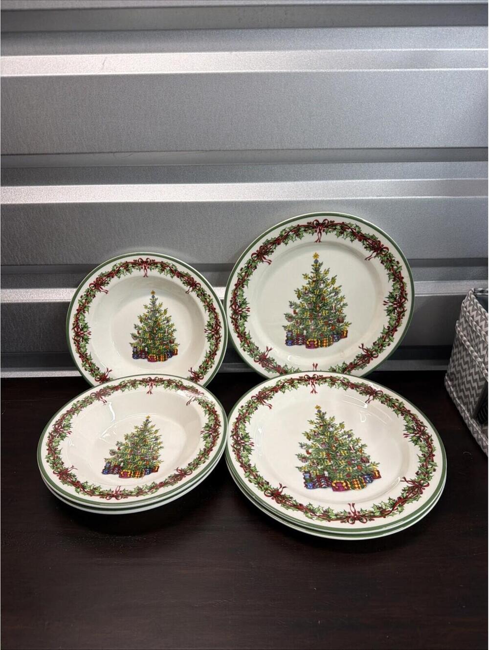 6 pc Christopher Radko Traditions Holiday Celebrations Dinnerware Bowls Plates